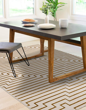 White and Gold 10' x 13' 1 Vogue Geo Rectangle Area Rug Geometric Glam Style Shiny Accents Carpet Mat for Unique Interior Design & Home Decor for Sale at Rug Engine