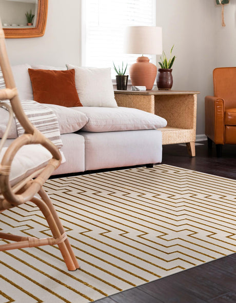 White and Gold 10' x 13' 1 Vogue Geo Rectangle Area Rug Geometric Glam Style Shiny Accents Carpet Mat for Unique Interior Design & Home Decor for Sale at Rug Engine