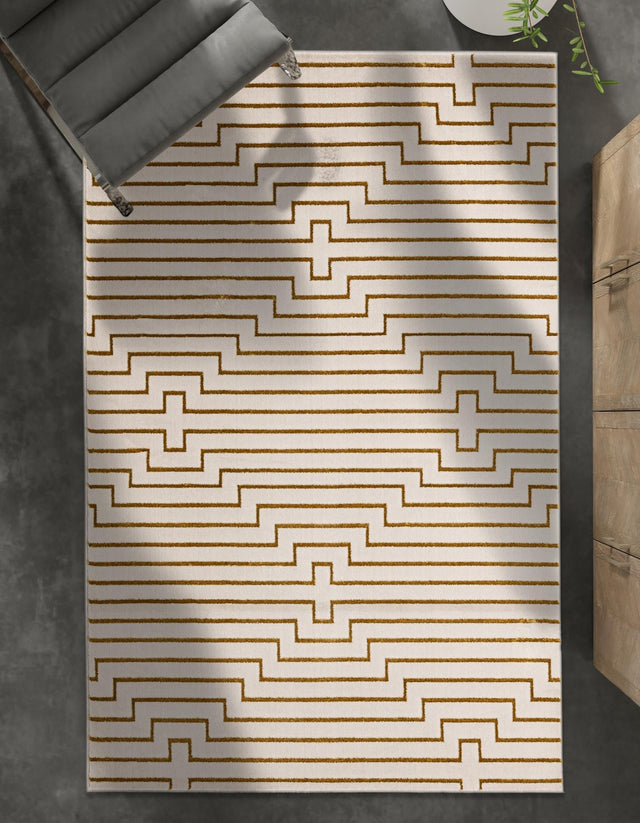White and Gold 10' x 13' 1 Vogue Geo Rectangle Area Rug Geometric Glam Style Shiny Accents Carpet Mat for Unique Interior Design & Home Decor for Sale at Rug Engine