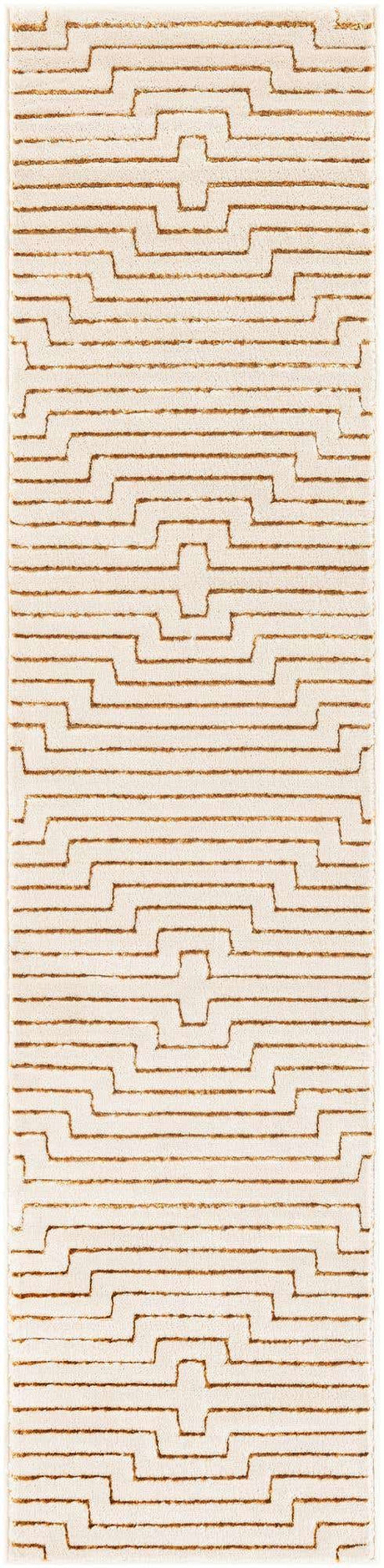 White and Gold 2' x 8' Vogue Geo Runner Area Rug Geometric Glam Style Shiny Accents Carpet Mat for Unique Interior Design & Home Decor for Sale at Rug Engine