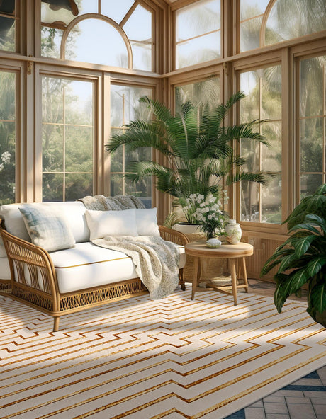White and Gold 7' 10 x 7' 10 Vogue Geo Square Area Rug Geometric Glam Style Shiny Accents Carpet Mat for Unique Interior Design & Home Decor for Sale at Rug Engine