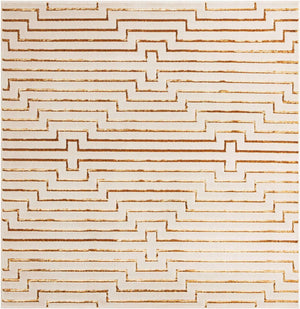 White and Gold 7' 10 x 7' 10 Vogue Geo Square Area Rug Geometric Glam Style Shiny Accents Carpet Mat for Unique Interior Design & Home Decor for Sale at Rug Engine