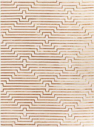 White and Gold 9' x 12' Vogue Geo Rectangle Area Rug Geometric Glam Style Shiny Accents Carpet Mat for Unique Interior Design & Home Decor for Sale at Rug Engine