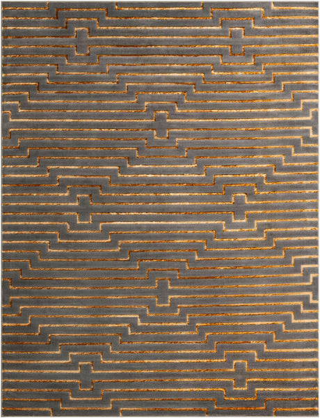 Gray and Gold 10' x 13' 1 Vogue Geo Rectangle Area Rug Geometric Glam Style Shiny Accents Carpet Mat for Unique Interior Design & Home Decor for Sale at Rug Engine