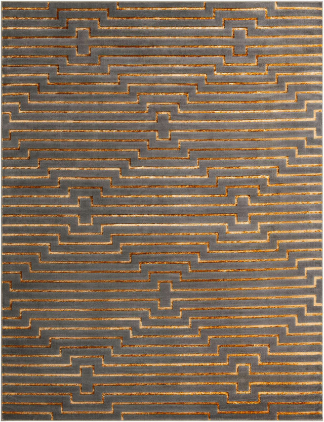 Gray and Gold 10' x 13' 1 Vogue Geo Rectangle Area Rug Geometric Glam Style Shiny Accents Carpet Mat for Unique Interior Design & Home Decor for Sale at Rug Engine