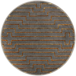 Gray and Gold 3' 1 x 3' 1 Vogue Geo Round Area Rug Geometric Glam Style Shiny Accents Carpet Mat for Unique Interior Design & Home Decor for Sale at Rug Engine