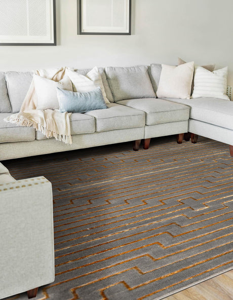 Gray and Gold 2' x 3' 1 Vogue Geo Rectangle Area Rug Geometric Glam Style Shiny Accents Carpet Mat for Unique Interior Design & Home Decor for Sale at Rug Engine