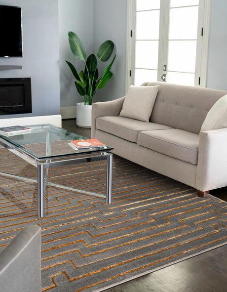 Gray and Gold 2' x 3' 1 Vogue Geo Rectangle Area Rug Geometric Glam Style Shiny Accents Carpet Mat for Unique Interior Design & Home Decor for Sale at Rug Engine
