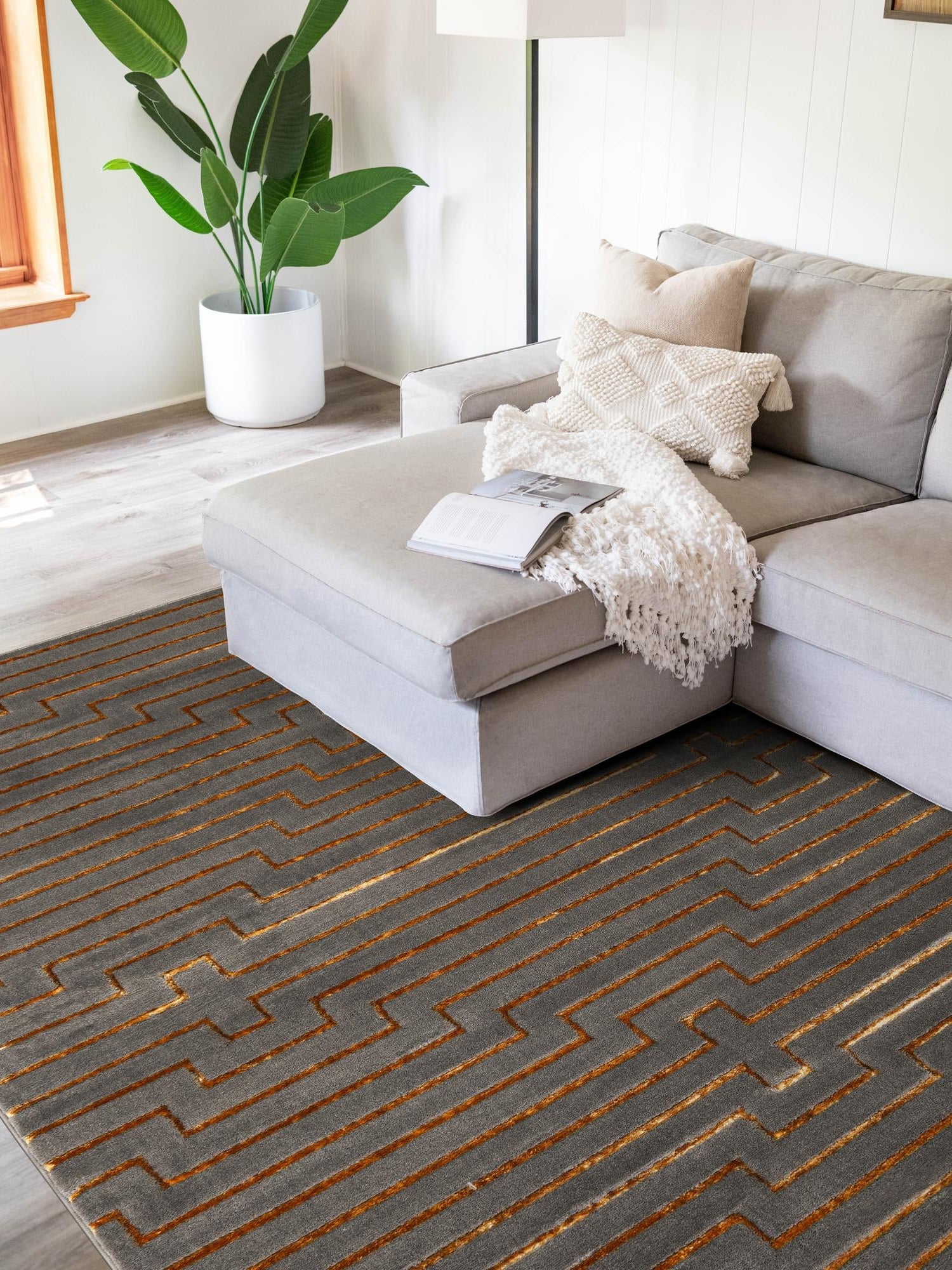 Gray and Gold 2' x 3' 1 Vogue Geo Rectangle Area Rug Geometric Glam Style Shiny Accents Carpet Mat for Unique Interior Design & Home Decor for Sale at Rug Engine