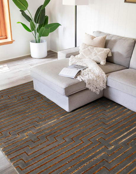 Gray and Gold 2' x 3' 1 Vogue Geo Rectangle Area Rug Geometric Glam Style Shiny Accents Carpet Mat for Unique Interior Design & Home Decor for Sale at Rug Engine