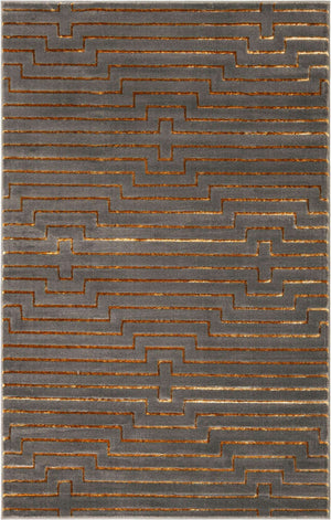 Gray and Gold 5' 3 x 8' Vogue Geo Rectangle Area Rug Geometric Glam Style Shiny Accents Carpet Mat for Unique Interior Design & Home Decor for Sale at Rug Engine