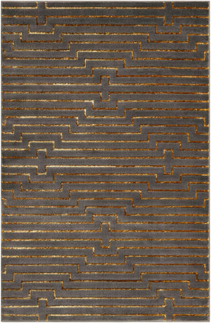 Gray and Gold 6' 1 x 9' Vogue Geo Rectangle Area Rug Geometric Glam Style Shiny Accents Carpet Mat for Unique Interior Design & Home Decor for Sale at Rug Engine