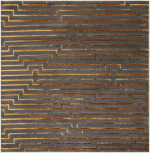 Gray and Gold 7' 10 x 7' 10 Vogue Geo Square Area Rug Geometric Glam Style Shiny Accents Carpet Mat for Unique Interior Design & Home Decor for Sale at Rug Engine