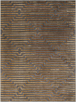 Gray and Gold 9' x 12' Vogue Geo Rectangle Area Rug Geometric Glam Style Shiny Accents Carpet Mat for Unique Interior Design & Home Decor for Sale at Rug Engine