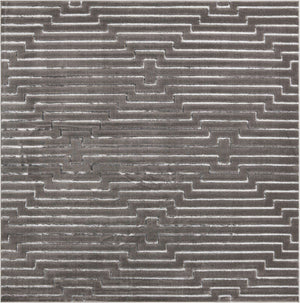 Gray and Silver 10' x 10' Vogue Geo Square Area Rug Geometric Glam Style Shiny Accents Carpet Mat for Unique Interior Design & Home Decor for Sale at Rug Engine