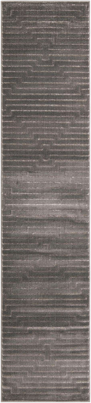 Gray and Silver 2' 7 x 12' Vogue Geo Runner Area Rug Geometric Glam Style Shiny Accents Carpet Mat for Unique Interior Design & Home Decor for Sale at Rug Engine