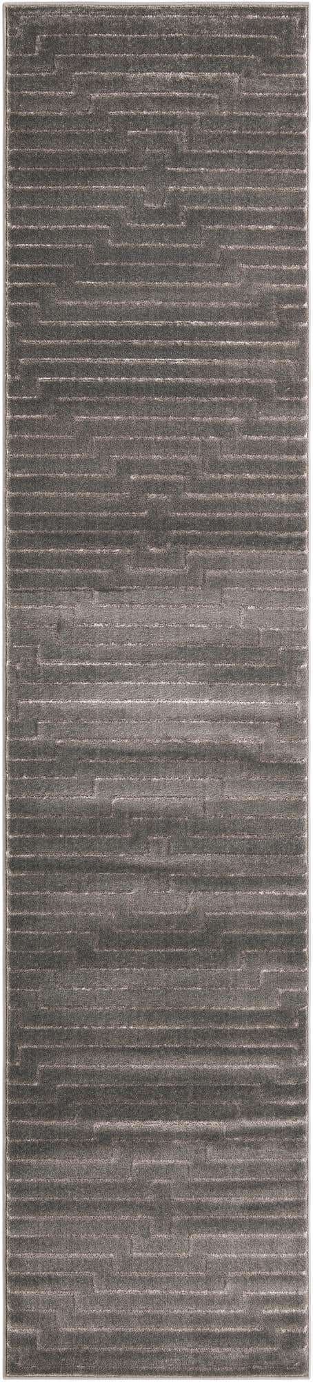Gray and Silver 2' 7 x 12' Vogue Geo Runner Area Rug Geometric Glam Style Shiny Accents Carpet Mat for Unique Interior Design & Home Decor for Sale at Rug Engine