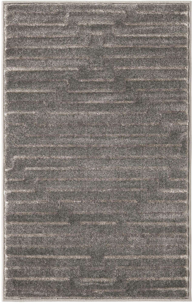 Gray and Silver 2' x 3' 1 Vogue Geo Rectangle Area Rug Geometric Glam Style Shiny Accents Carpet Mat for Unique Interior Design & Home Decor for Sale at Rug Engine