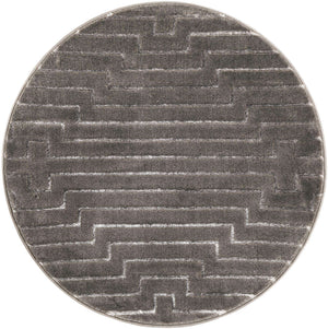 Gray and Silver 3' 1 x 3' 1 Vogue Geo Round Area Rug Geometric Glam Style Shiny Accents Carpet Mat for Unique Interior Design & Home Decor for Sale at Rug Engine