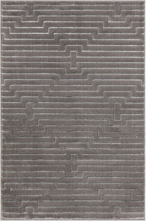 Gray and Silver 4' 1 x 6' 1 Vogue Geo Rectangle Area Rug Geometric Glam Style Shiny Accents Carpet Mat for Unique Interior Design & Home Decor for Sale at Rug Engine