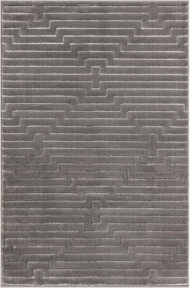 Gray and Silver 4' 1 x 6' 1 Vogue Geo Rectangle Area Rug Geometric Glam Style Shiny Accents Carpet Mat for Unique Interior Design & Home Decor for Sale at Rug Engine