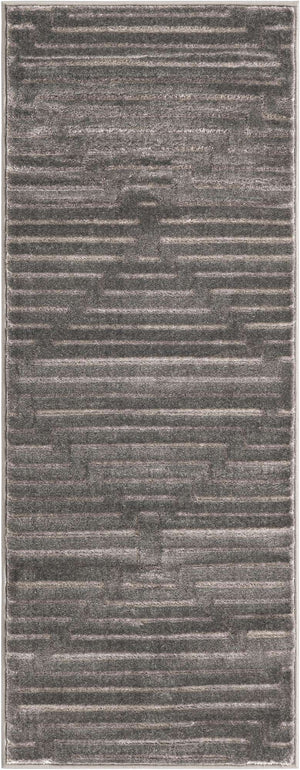 Gray and Silver 2' x 5' 1 Vogue Geo Runner Area Rug Geometric Glam Style Shiny Accents Carpet Mat for Unique Interior Design & Home Decor for Sale at Rug Engine