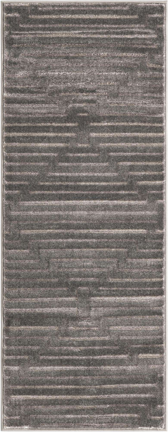 Gray and Silver 2' x 5' 1 Vogue Geo Runner Area Rug Geometric Glam Style Shiny Accents Carpet Mat for Unique Interior Design & Home Decor for Sale at Rug Engine