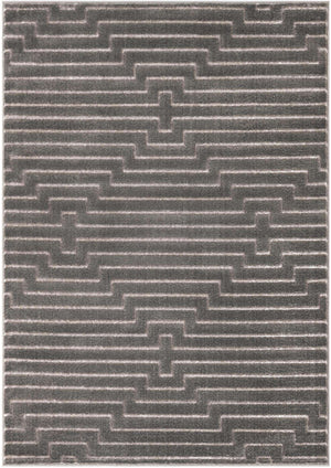 Gray and Silver 5' 3 x 7' 1 Vogue Geo Rectangle Area Rug Geometric Glam Style Shiny Accents Carpet Mat for Unique Interior Design & Home Decor for Sale at Rug Engine