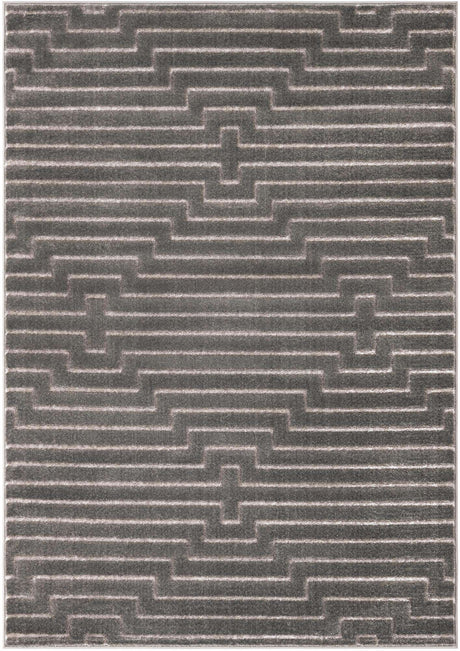 Gray and Silver 5' 3 x 7' 1 Vogue Geo Rectangle Area Rug Geometric Glam Style Shiny Accents Carpet Mat for Unique Interior Design & Home Decor for Sale at Rug Engine