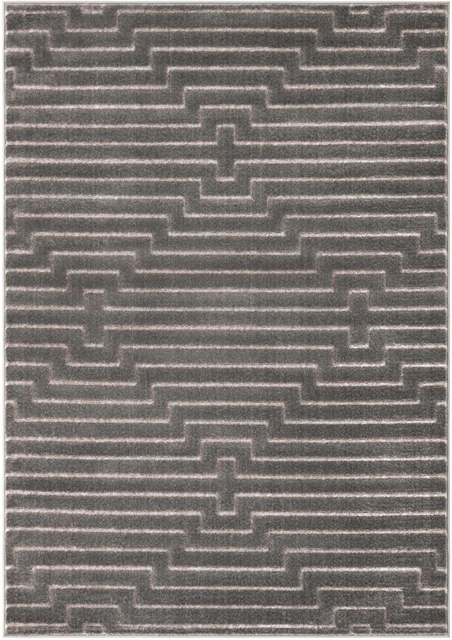 Gray and Silver 5' 3 x 7' 1 Vogue Geo Rectangle Area Rug Geometric Glam Style Shiny Accents Carpet Mat for Unique Interior Design & Home Decor for Sale at Rug Engine