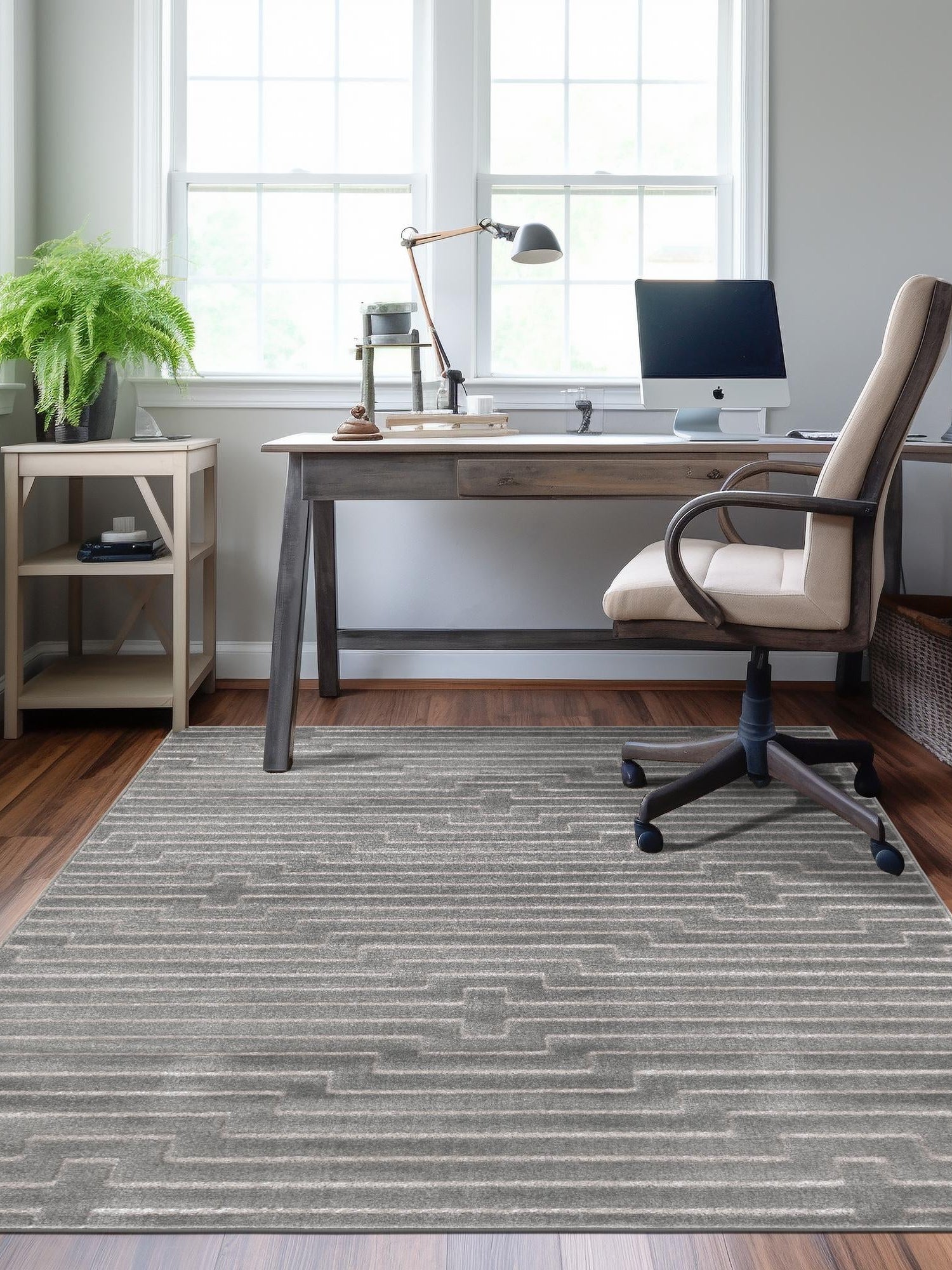 Gray and Silver 9' x 12' Vogue Geo Rectangle Area Rug Geometric Glam Style Shiny Accents Carpet Mat for Unique Interior Design & Home Decor for Sale at Rug Engine