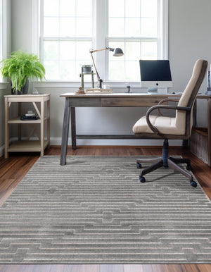 Gray and Silver 5' 3 x 7' 1 Vogue Geo Rectangle Area Rug Geometric Glam Style Shiny Accents Carpet Mat for Unique Interior Design & Home Decor for Sale at Rug Engine