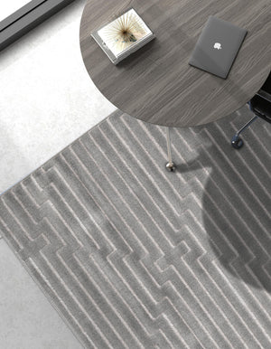 Gray and Silver 9' x 12' Vogue Geo Rectangle Area Rug Geometric Glam Style Shiny Accents Carpet Mat for Unique Interior Design & Home Decor for Sale at Rug Engine