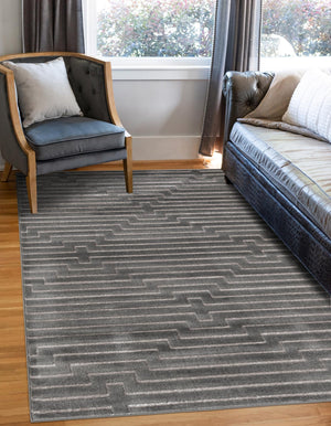 Gray and Silver 4' 1 x 6' 1 Vogue Geo Rectangle Area Rug Geometric Glam Style Shiny Accents Carpet Mat for Unique Interior Design & Home Decor for Sale at Rug Engine