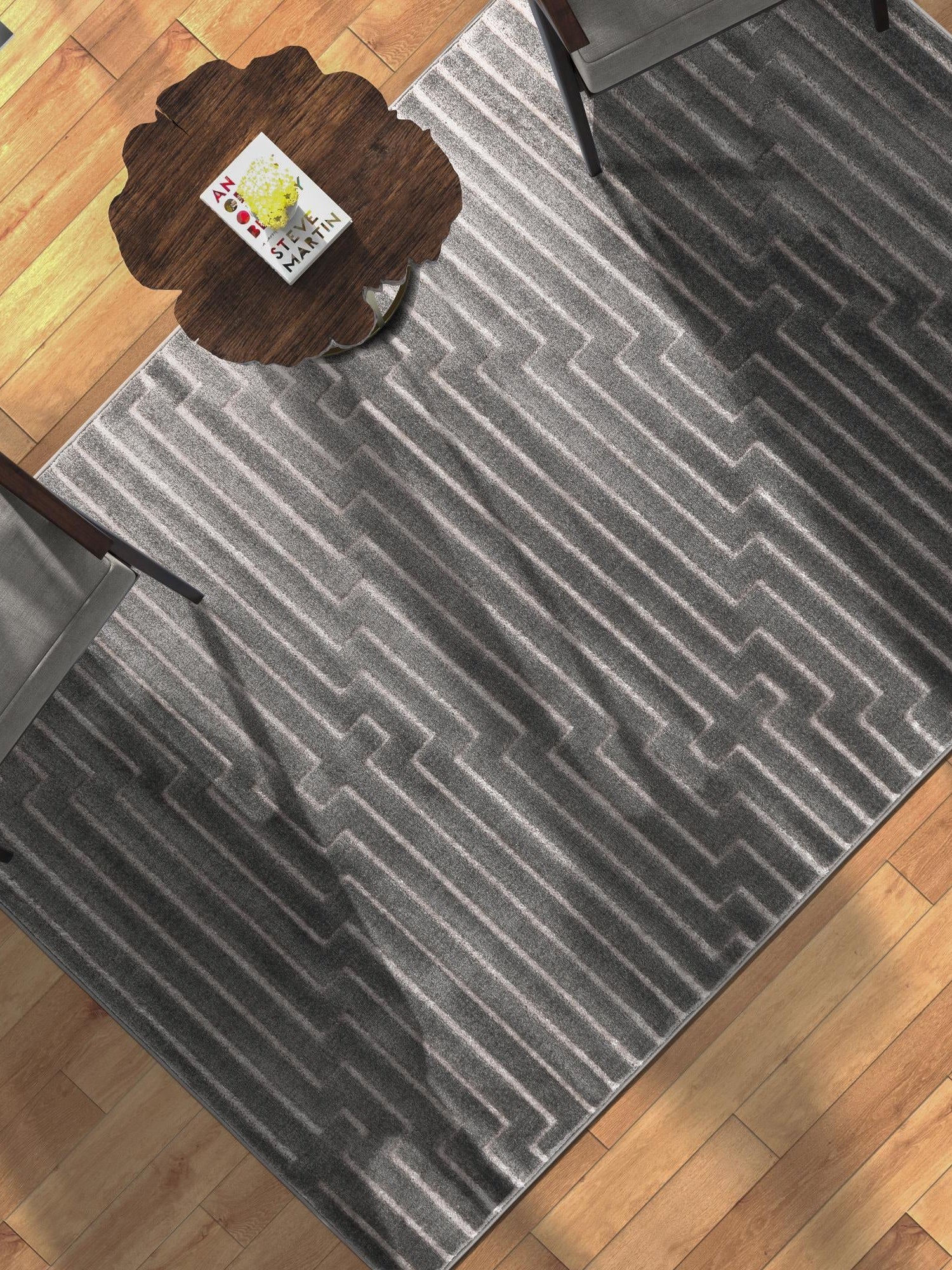 Gray and Silver 9' x 12' Vogue Geo Rectangle Area Rug Geometric Glam Style Shiny Accents Carpet Mat for Unique Interior Design & Home Decor for Sale at Rug Engine