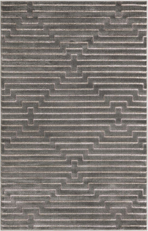 Gray and Silver 5' 3 x 8' Vogue Geo Rectangle Area Rug Geometric Glam Style Shiny Accents Carpet Mat for Unique Interior Design & Home Decor for Sale at Rug Engine