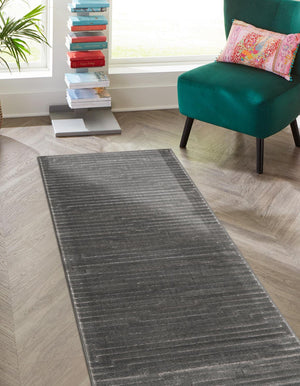 Gray and Silver 2' x 5' 1 Vogue Geo Runner Area Rug Geometric Glam Style Shiny Accents Carpet Mat for Unique Interior Design & Home Decor for Sale at Rug Engine