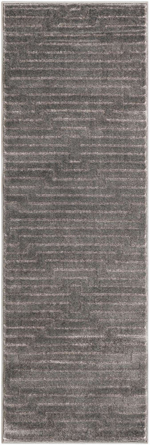 Gray and Silver 2' x 6' 1 Vogue Geo Runner Area Rug Geometric Glam Style Shiny Accents Carpet Mat for Unique Interior Design & Home Decor for Sale at Rug Engine