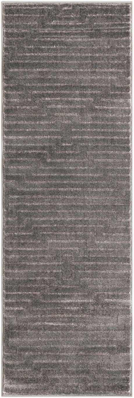 Gray and Silver 2' x 6' 1 Vogue Geo Runner Area Rug Geometric Glam Style Shiny Accents Carpet Mat for Unique Interior Design & Home Decor for Sale at Rug Engine