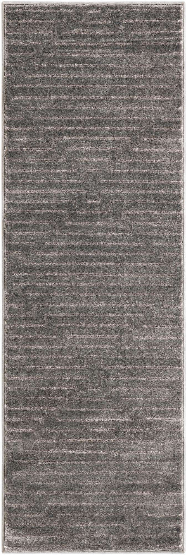Gray and Silver 2' x 6' 1 Vogue Geo Runner Area Rug Geometric Glam Style Shiny Accents Carpet Mat for Unique Interior Design & Home Decor for Sale at Rug Engine