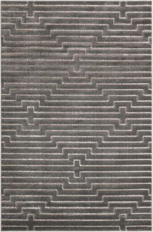 Gray and Silver 6' 1 x 9' Vogue Geo Rectangle Area Rug Geometric Glam Style Shiny Accents Carpet Mat for Unique Interior Design & Home Decor for Sale at Rug Engine