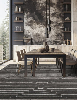 Gray and Silver 10' x 10' Vogue Geo Square Area Rug Geometric Glam Style Shiny Accents Carpet Mat for Unique Interior Design & Home Decor for Sale at Rug Engine