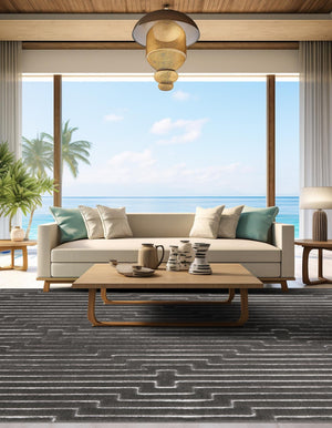 Gray and Silver 10' x 10' Vogue Geo Square Area Rug Geometric Glam Style Shiny Accents Carpet Mat for Unique Interior Design & Home Decor for Sale at Rug Engine