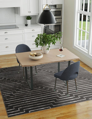 Gray and Silver 10' x 10' Vogue Geo Square Area Rug Geometric Glam Style Shiny Accents Carpet Mat for Unique Interior Design & Home Decor for Sale at Rug Engine