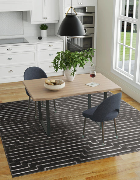 Gray and Silver 10' x 10' Vogue Geo Square Area Rug Geometric Glam Style Shiny Accents Carpet Mat for Unique Interior Design & Home Decor for Sale at Rug Engine