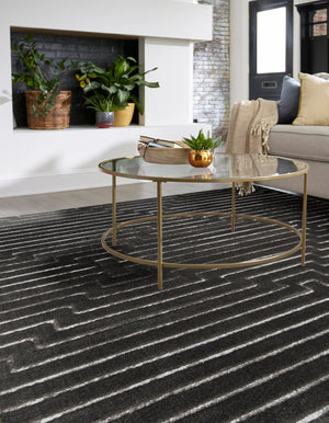 Gray and Silver 7' 10 x 7' 10 Vogue Geo Square Area Rug Geometric Glam Style Shiny Accents Carpet Mat for Unique Interior Design & Home Decor for Sale at Rug Engine