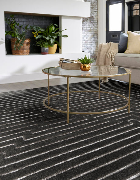 Gray and Silver 7' 10 x 7' 10 Vogue Geo Square Area Rug Geometric Glam Style Shiny Accents Carpet Mat for Unique Interior Design & Home Decor for Sale at Rug Engine