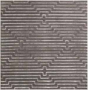 Gray and Silver 7' 10 x 7' 10 Vogue Geo Square Area Rug Geometric Glam Style Shiny Accents Carpet Mat for Unique Interior Design & Home Decor for Sale at Rug Engine