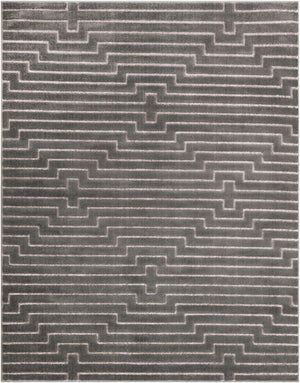 Gray and Silver 7' 10 x 10' Vogue Geo Rectangle Area Rug Geometric Glam Style Shiny Accents Carpet Mat for Unique Interior Design & Home Decor for Sale at Rug Engine
