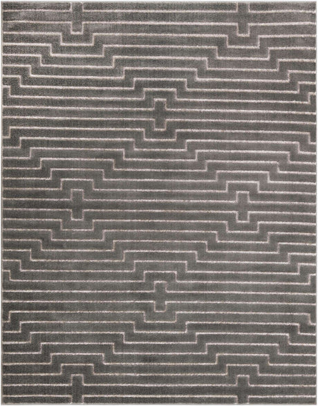 Gray and Silver 7' 10 x 10' Vogue Geo Rectangle Area Rug Geometric Glam Style Shiny Accents Carpet Mat for Unique Interior Design & Home Decor for Sale at Rug Engine
